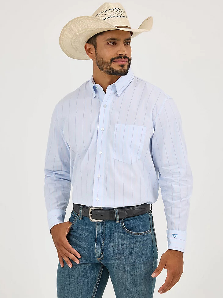 cody johnson herrenhemd mit einer tasche und knopfleiste beryl-nadelstreifen