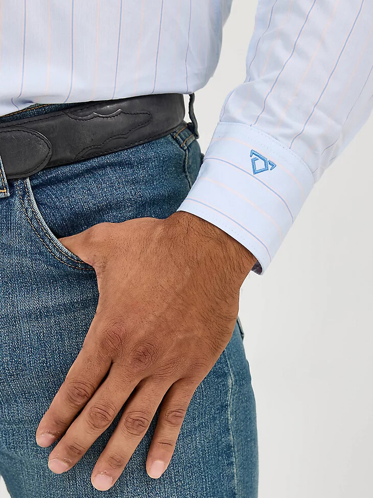 cody johnson herrenhemd mit einer tasche und knopfleiste beryl-nadelstreifen