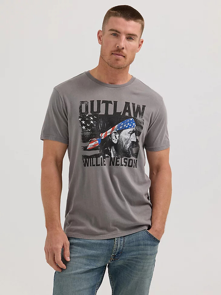 herren-t-shirt „outlaw willie nelson in zinnoptik