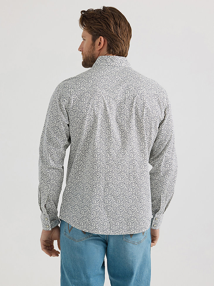 wrangler retro premium langarm-westernhemd mit druckknöpfen für herren graue ranken