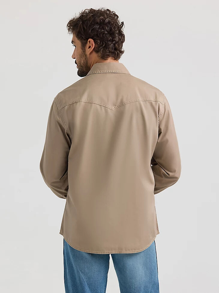 wrangler retro premium westernhemd für herren einfarbig taupe