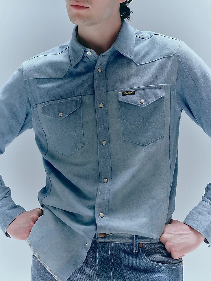 wrangler x beyond retro heritage shirt light wash
