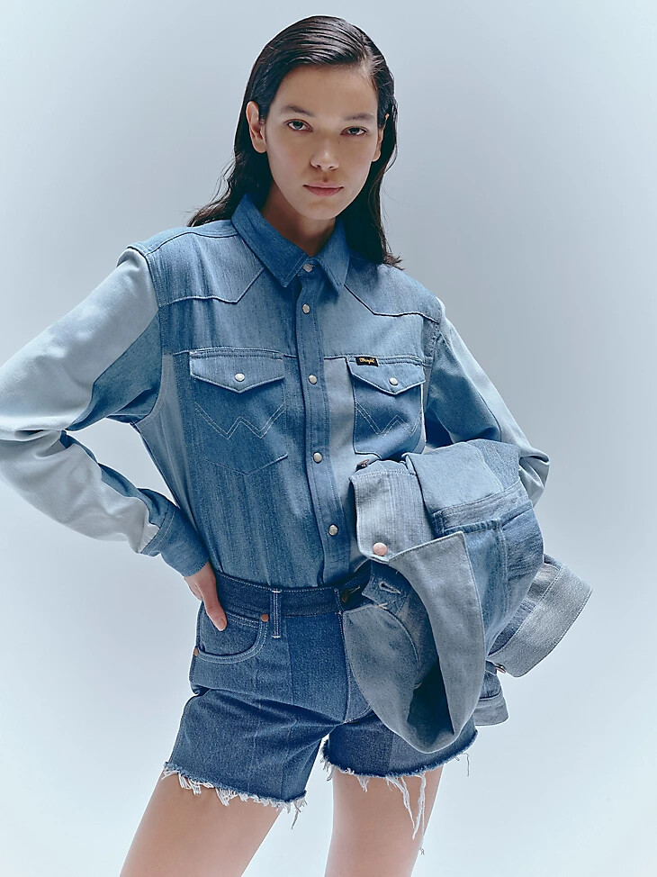 wrangler x beyond retro heritage shirt light wash