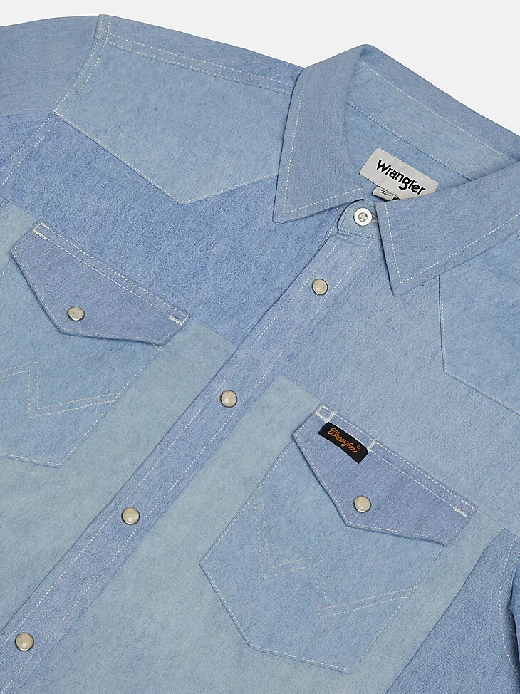 wrangler x beyond retro heritage shirt light wash