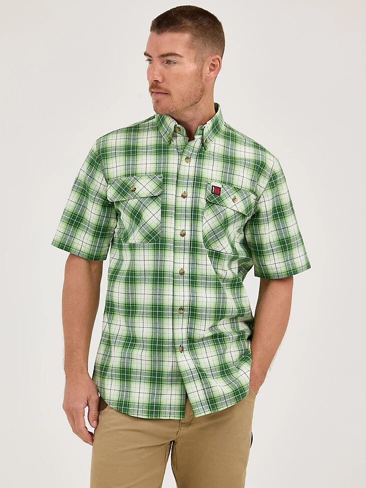 wrangler riggs workwear foreman kariertes arbeitshemd grasgrün