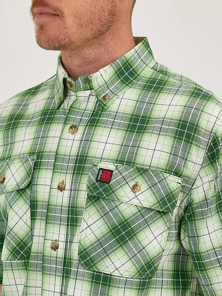 wrangler riggs workwear foreman kariertes arbeitshemd grasgrün