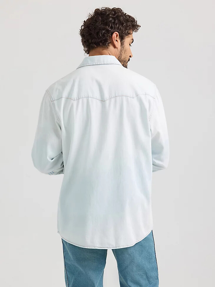 vintage-inspiriertes western-arbeitshemd mit druckknöpfen weiß stonewash