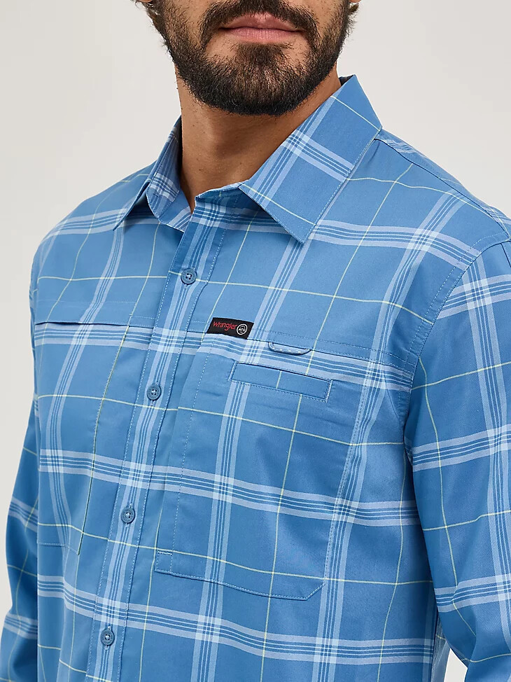 wrangler atg herren-karohemd „hike to fish mangostan