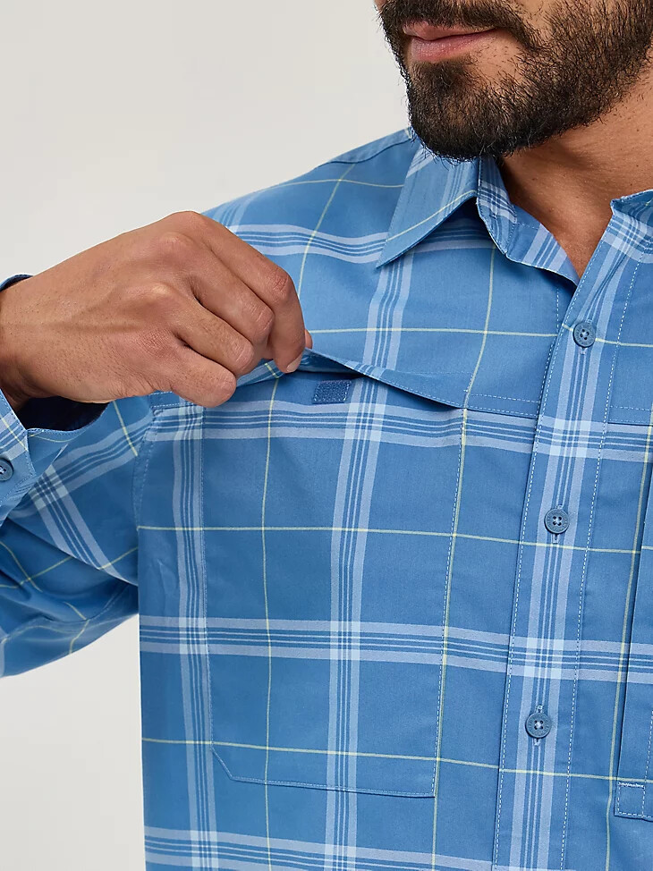 wrangler atg herren-karohemd „hike to fish mangostan