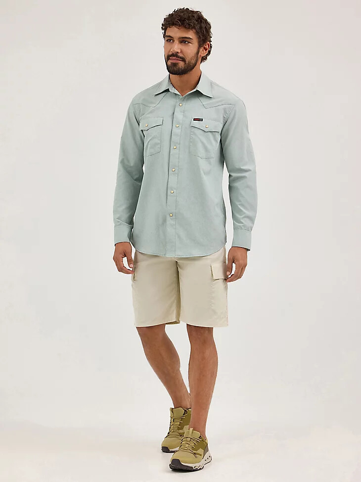 wrangler atg herren drover utility shirt eisberggrün