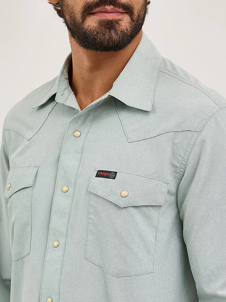 wrangler atg herren drover utility shirt eisberggrün