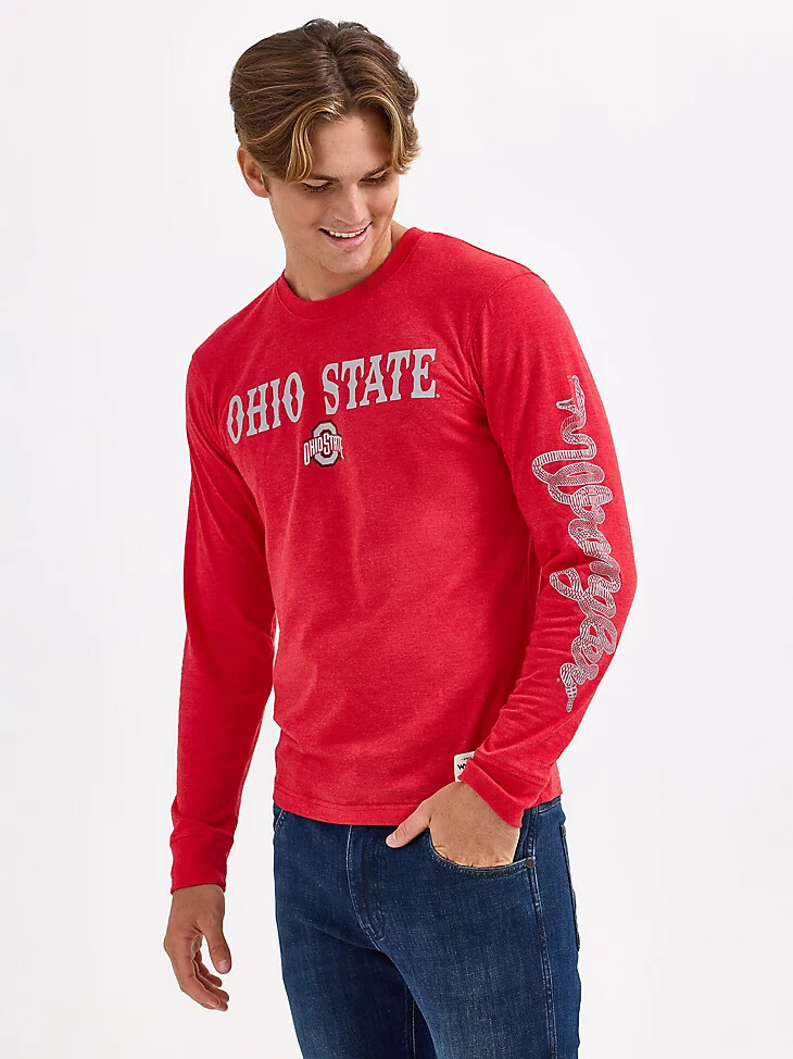 wrangler collegiate rattler langarm-t-shirt für herren ohio state