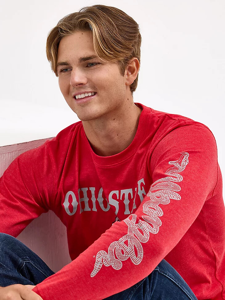 wrangler collegiate rattler langarm-t-shirt für herren ohio state