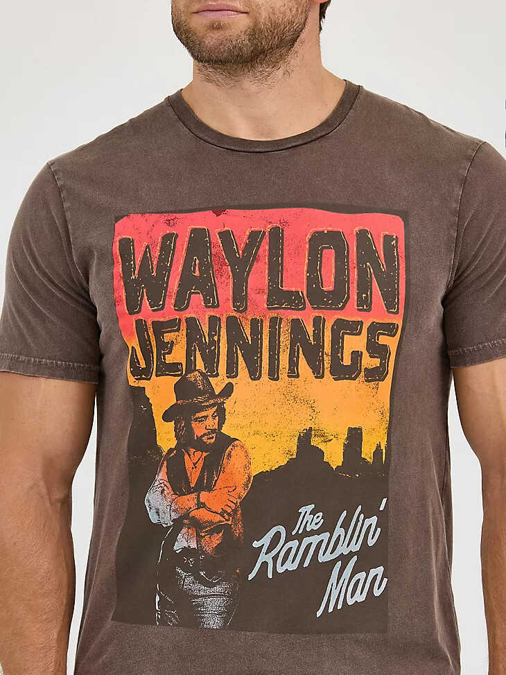 wrangler waylon jennings konzert-t-shirt für herren schokoladenpflaume