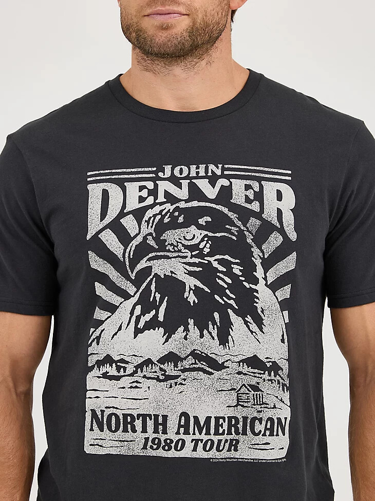 wrangler john denver konzert-t-shirt für herren gewaschenes schwarz