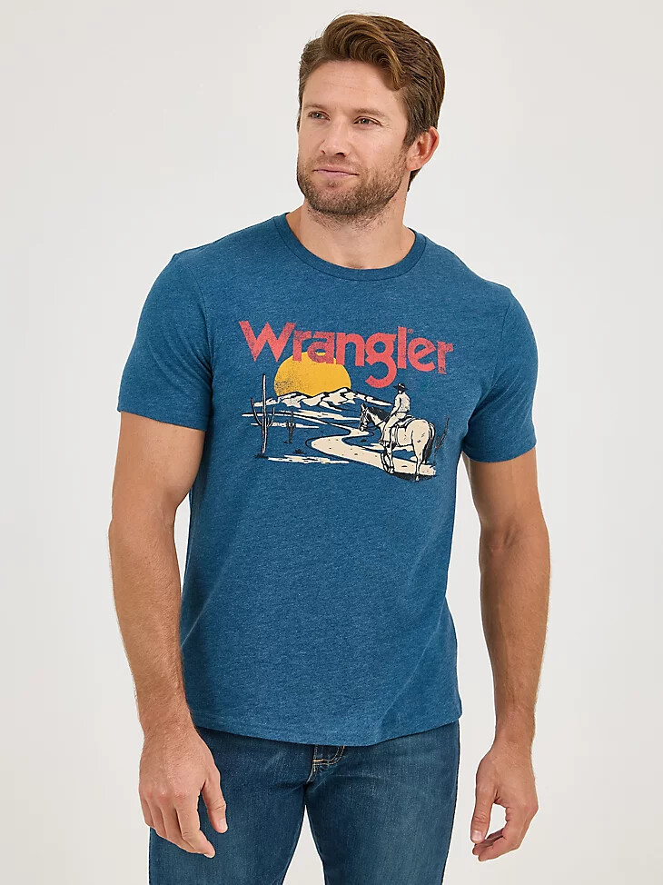 herren cowboy desert grafik t-shirt navy road