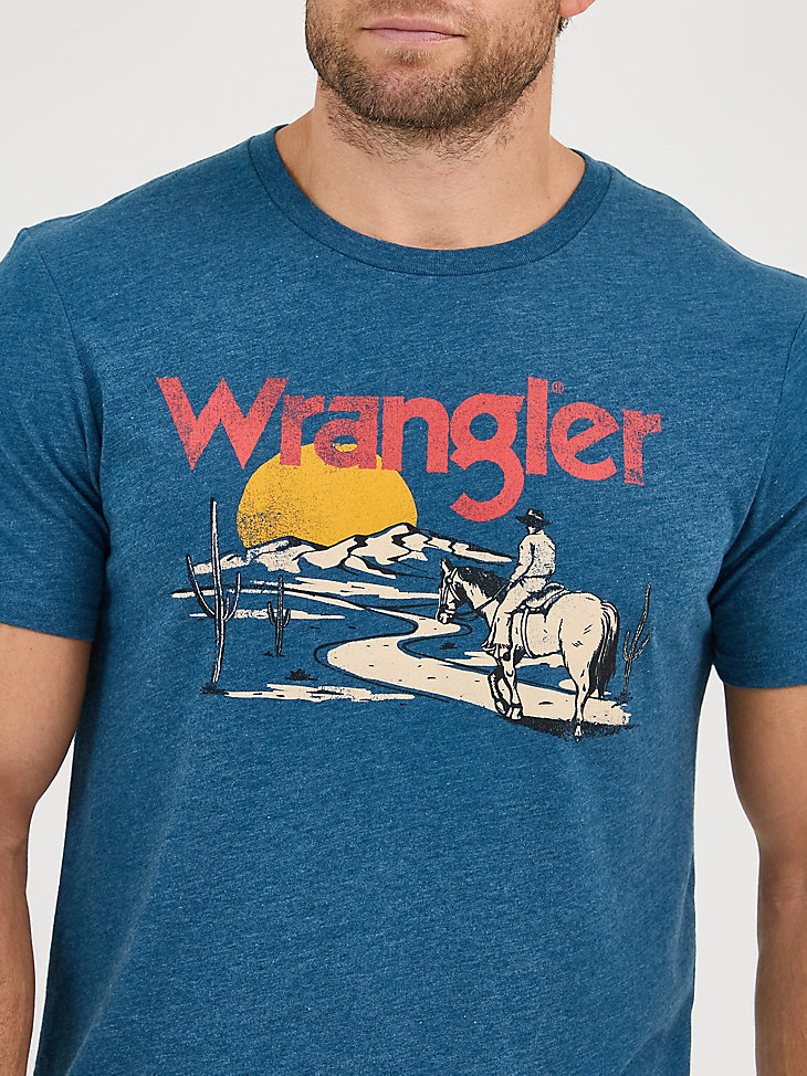 herren cowboy desert grafik t-shirt navy road
