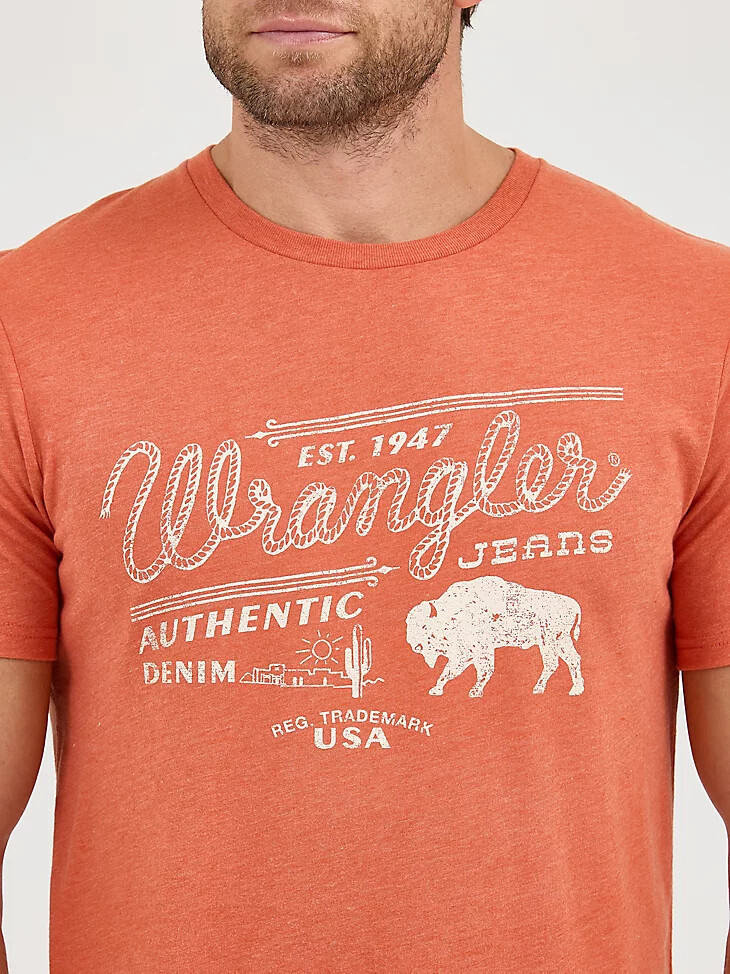 wrangler t-shirt mit seilemblem-grafik für herren sienna bison