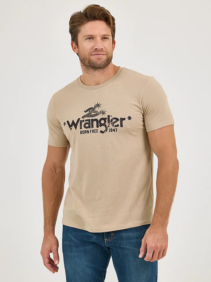 wrangler born free grafik-t-shirt für herren beige spur