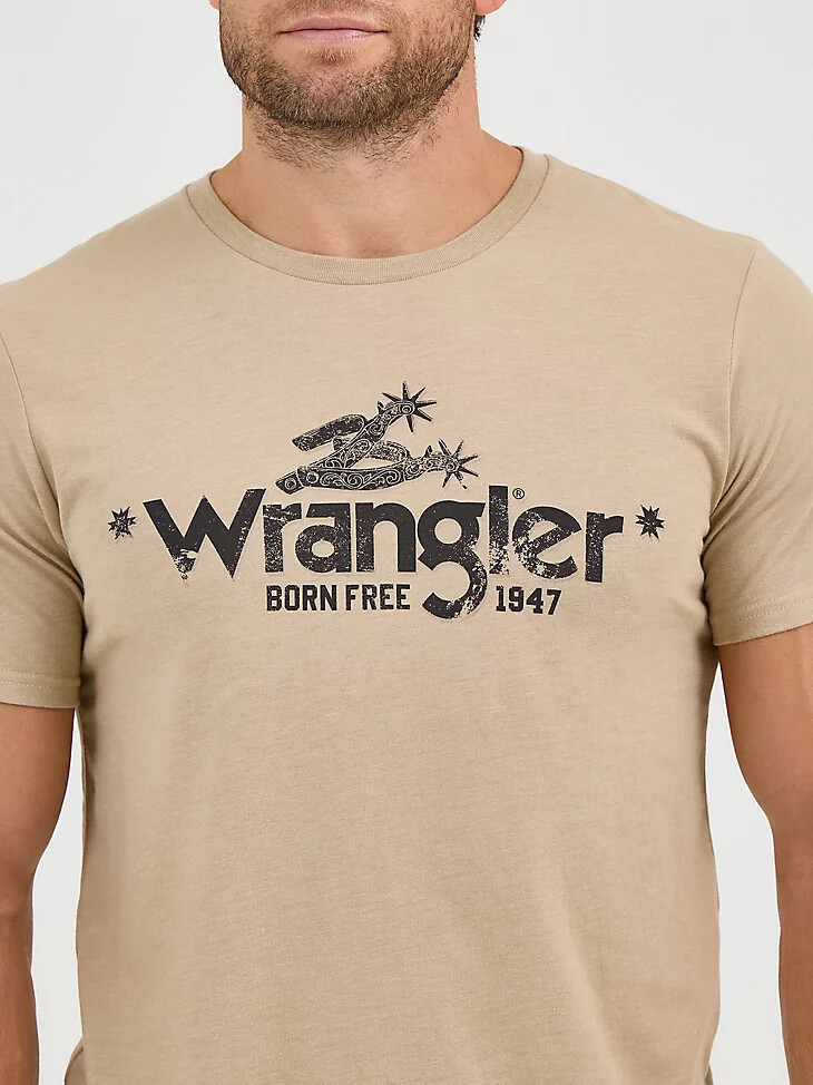 wrangler born free grafik-t-shirt für herren beige spur