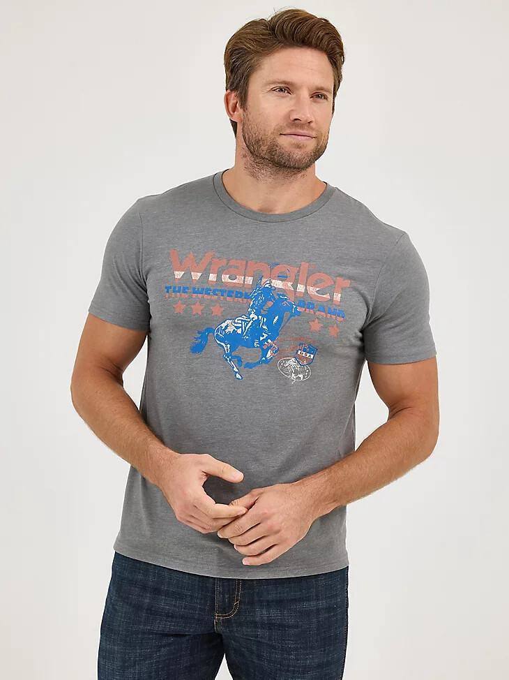 wrangler americana logo t-shirt für herren westerngrau