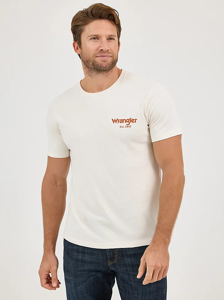 wrangler herren-t-shirt mit rückengrafik eines bockenden cowboys