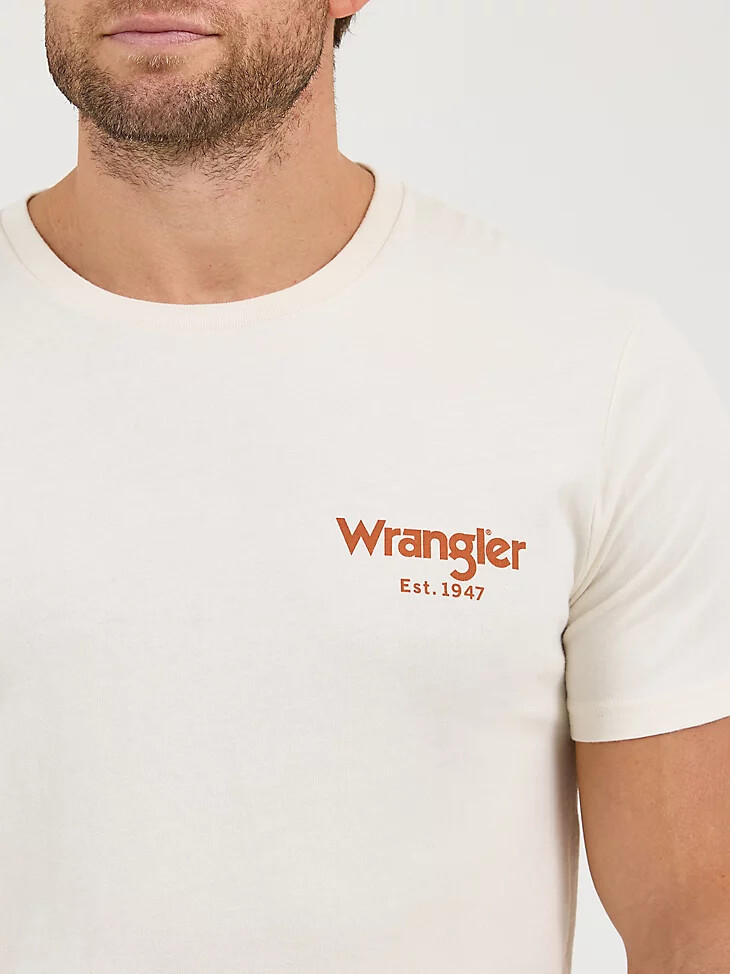 wrangler herren-t-shirt mit rückengrafik eines bockenden cowboys