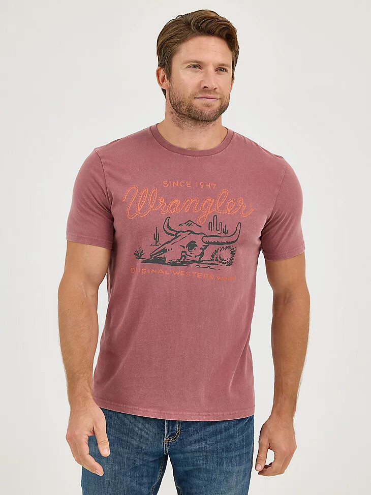herren-t-shirt mit steerhead-mineral-wash-grafik farbe steer ginger