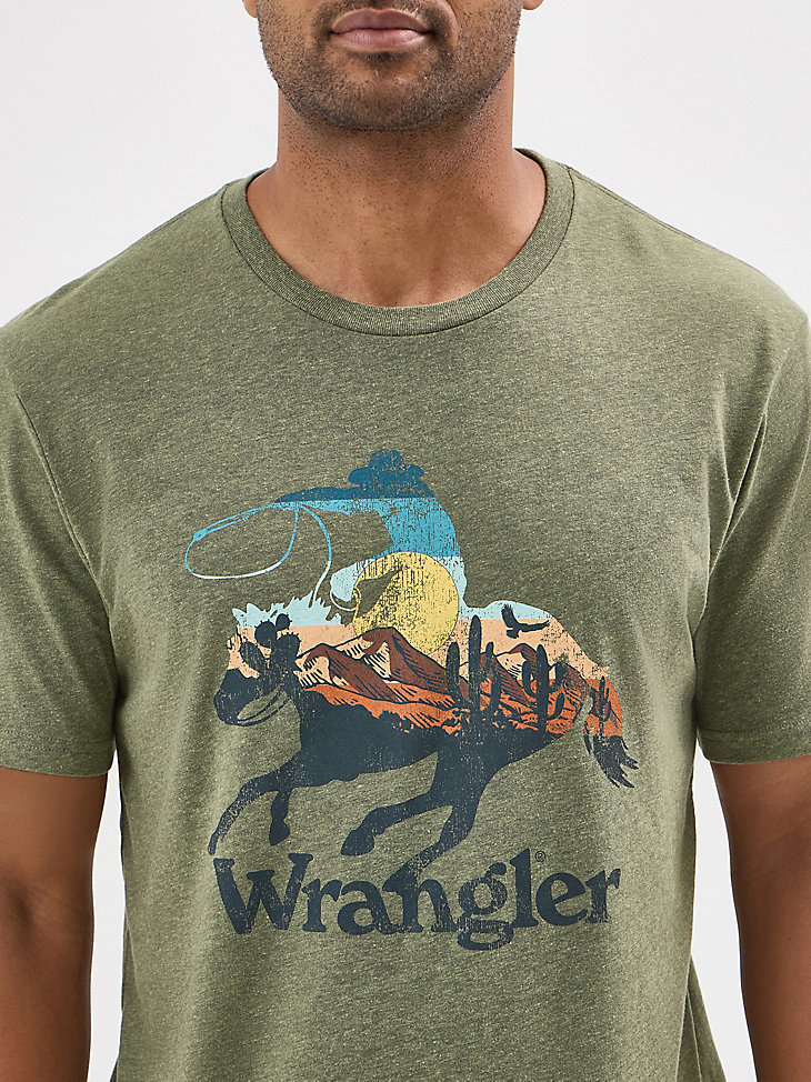 herren-t-shirt mit reitermotiv salbeigrün