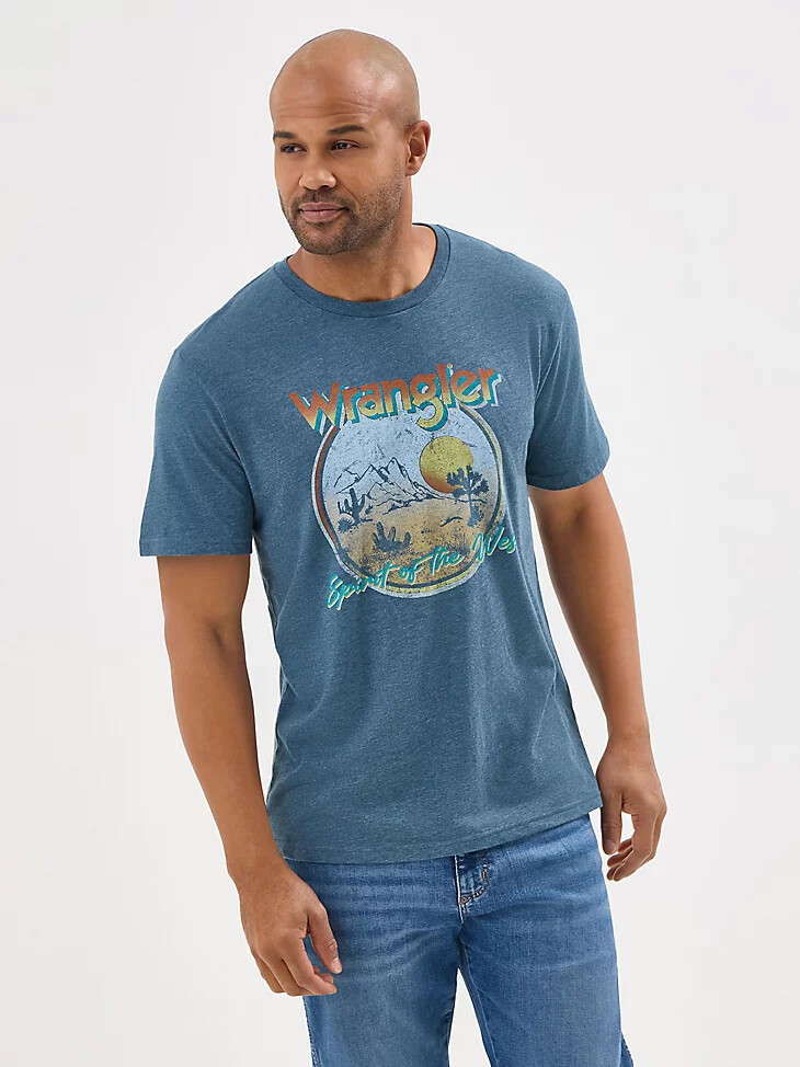 herren-t-shirt „experience the west mit grafik mitternachtsblau