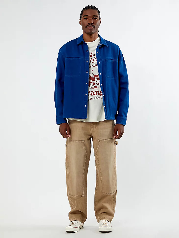 wrangler x pacsun herren twill-overshirt delftblau