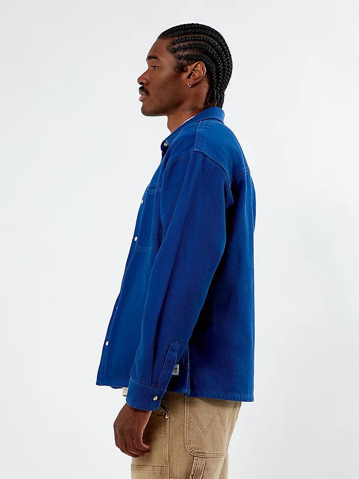 wrangler x pacsun herren twill-overshirt delftblau