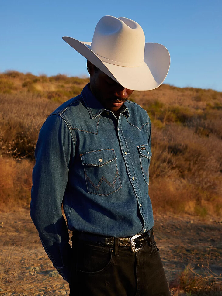 wrangler x pacsun herren-jeanshemd „cowboy wash
