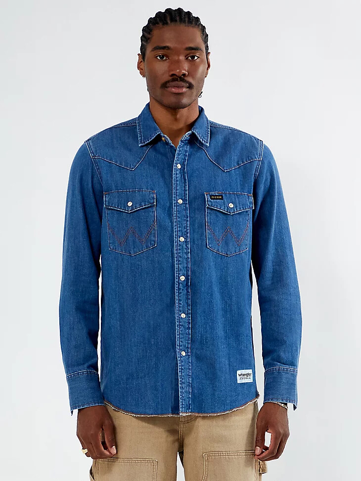 wrangler x pacsun herren-jeanshemd „cowboy wash
