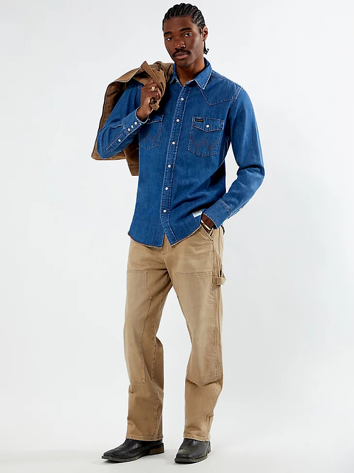 wrangler x pacsun herren-jeanshemd „cowboy wash