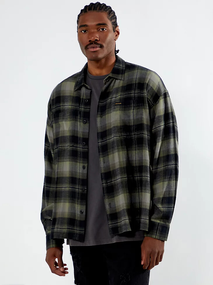 wrangler x pacsun herren-flanellhemd deep depths