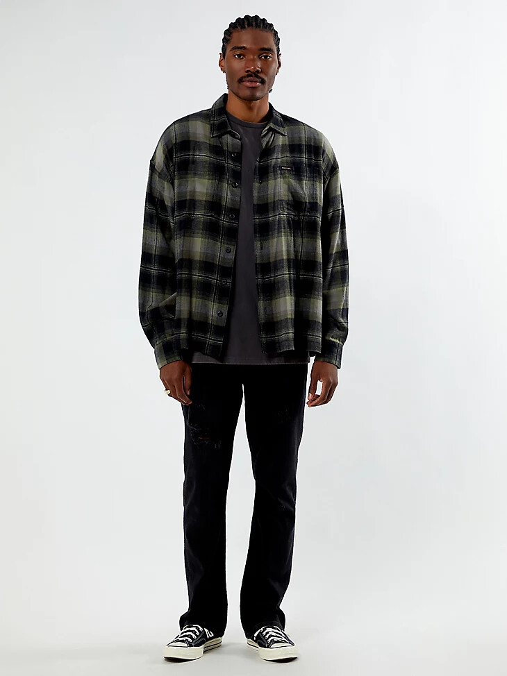wrangler x pacsun herren-flanellhemd deep depths