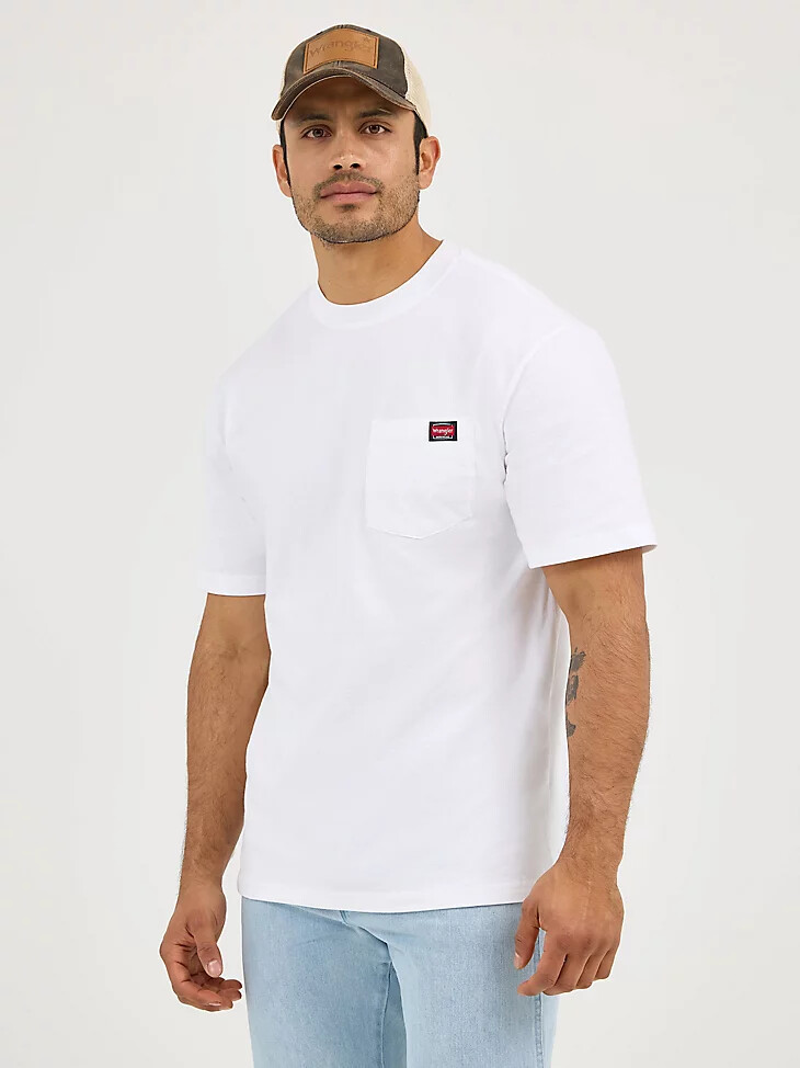 weißes arbeits-t-shirt für herren mit tasche