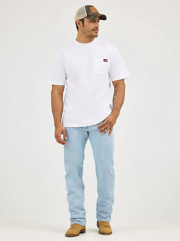 weißes arbeits-t-shirt für herren mit tasche