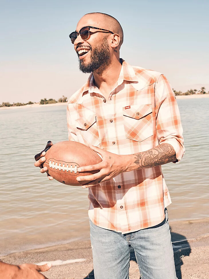herren kariertes hemd aus gebrochenem twill haselnuss