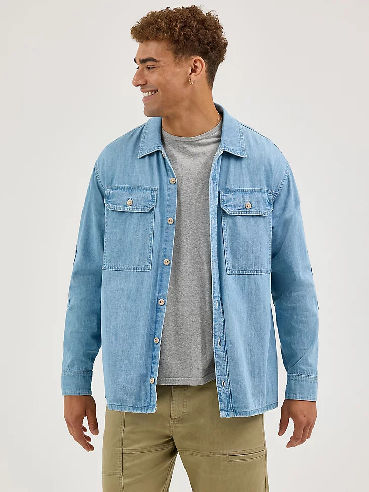 herren utility overshirt helle waschung