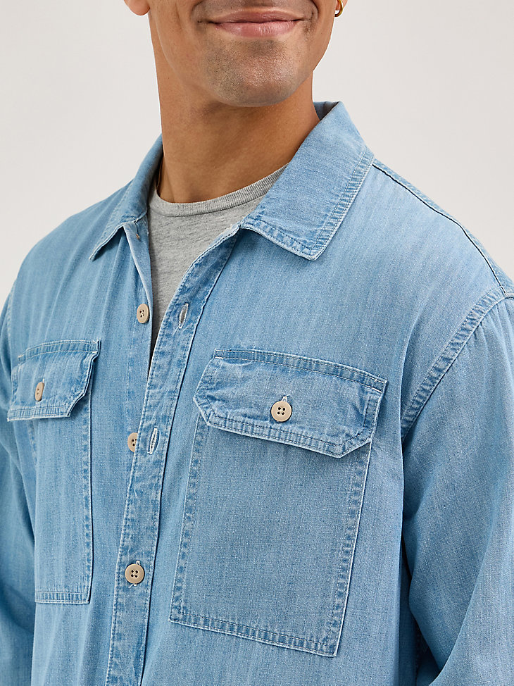 herren utility overshirt helle waschung