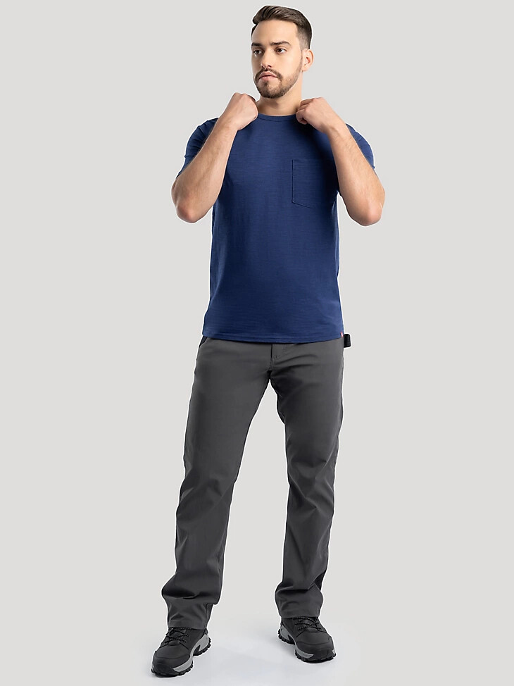 herren slub knit pocket t-shirt estate blue