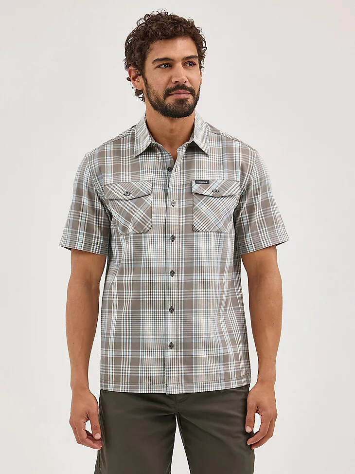 evergreen kurzarm-utility-hemd für herren aster dusty olive