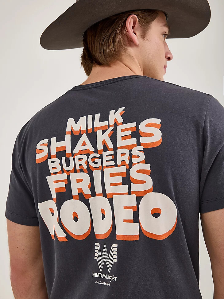 wrangler x whataburger herren-t-shirt mit cowboy-motiv verwaschenes schwarz