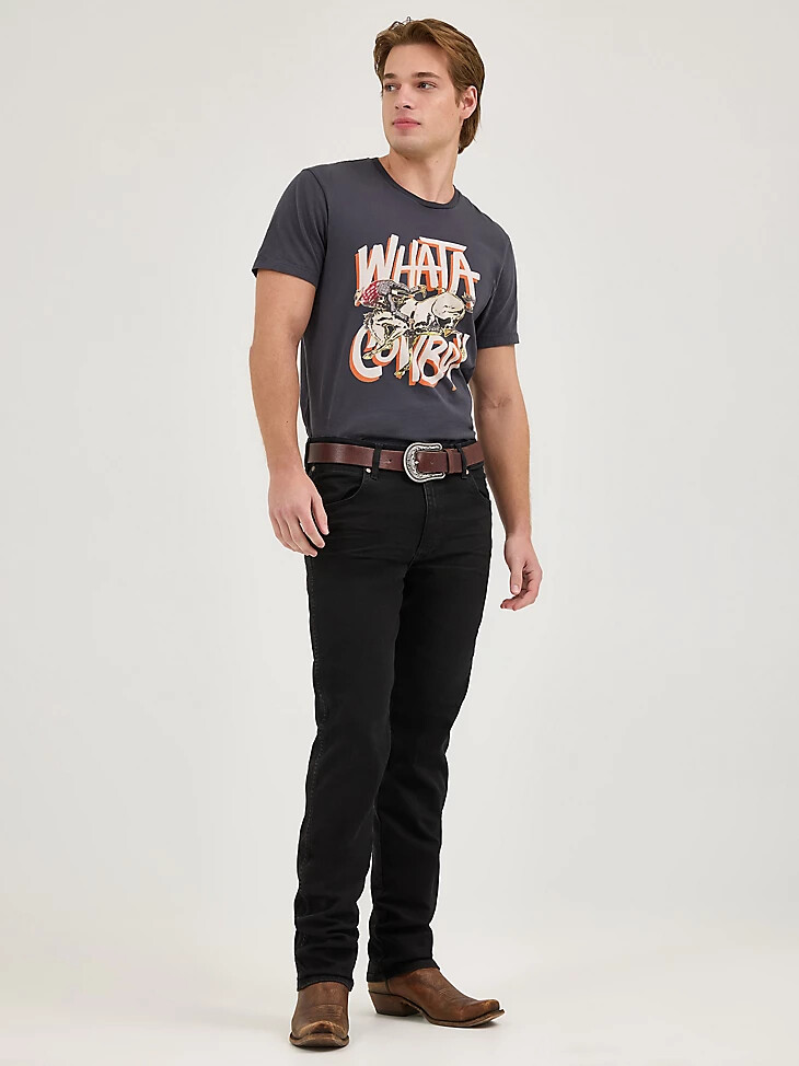 wrangler x whataburger herren-t-shirt mit cowboy-motiv verwaschenes schwarz