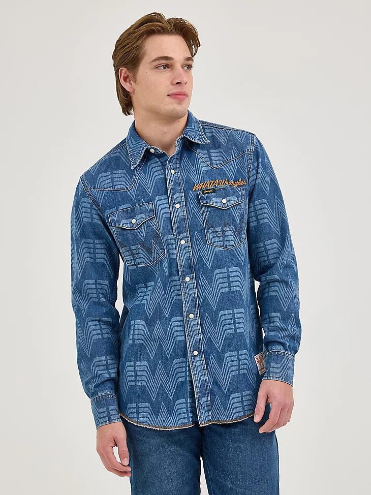 wrangler x whataburger western-print-hemd cowboy-waschung