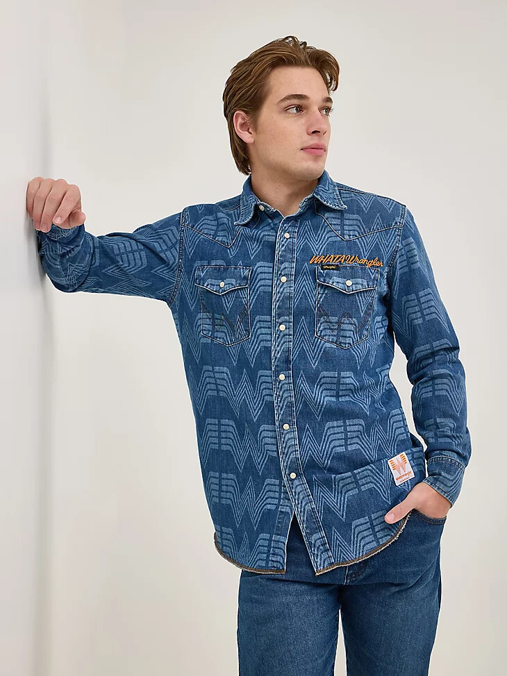 wrangler x whataburger western-print-hemd cowboy-waschung