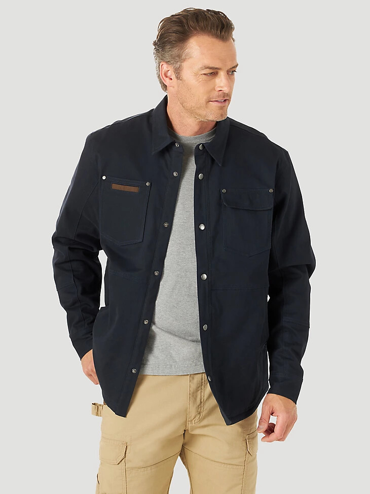wrangler riggs workwear robuste arbeitsjacke mit fleecefutter dunkelblau