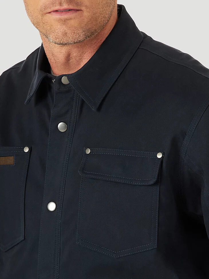 wrangler riggs workwear robuste arbeitsjacke mit fleecefutter dunkelblau